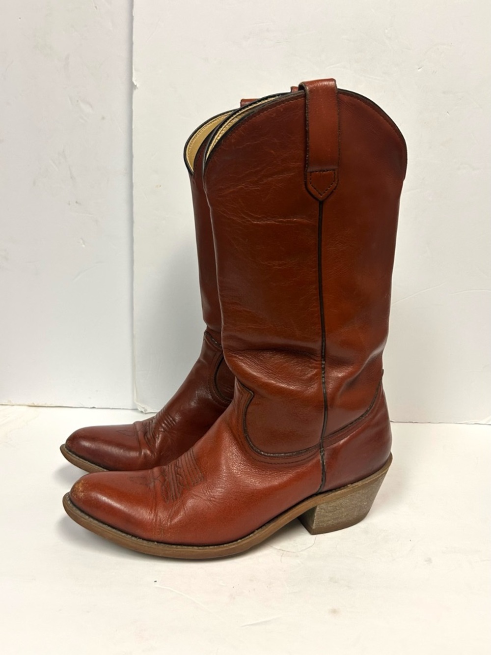 Vintage Frye Boots Women 10.5 Red Pointed Toe 80s Festival USA Western Cowboy - Picture 4 of 16